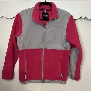 The North Face Youth Denali Fleece Jacket (Pink/Gray) - Girls Large